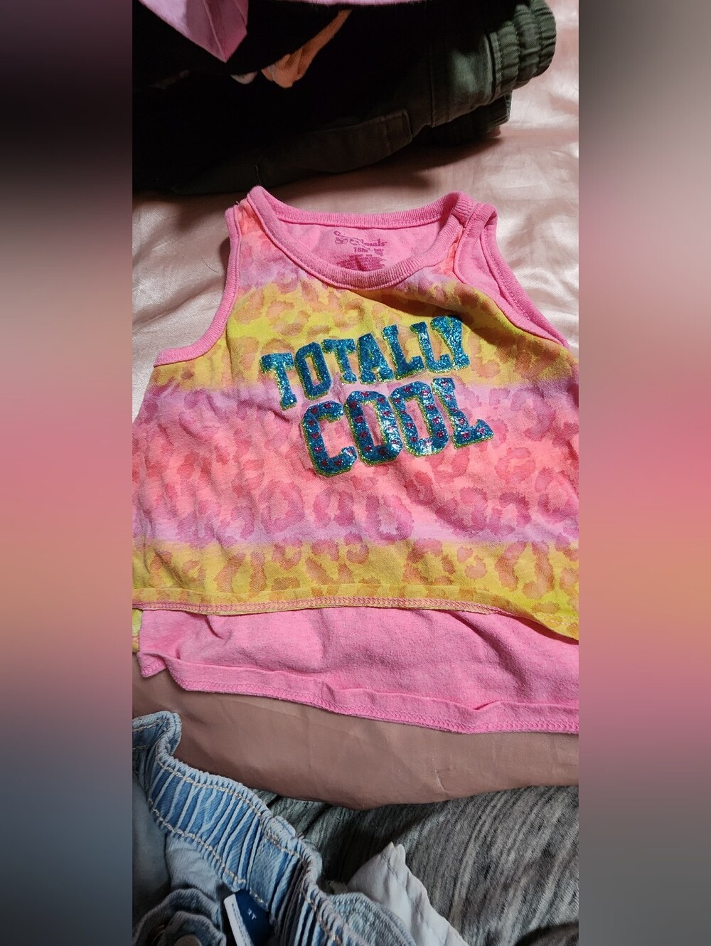Garanimals Pink & Yellow Glitter 'Totally Cool' Girls Tank